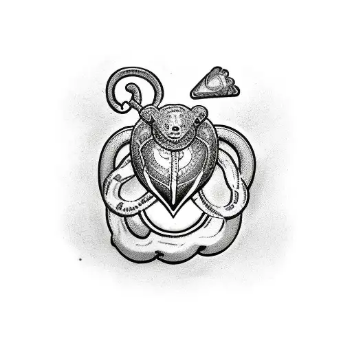 ball python and human heart and harley davision and chain on chest tattoo design idea