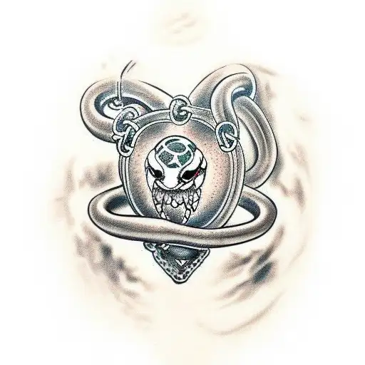 ball python and human heart ,harley,chain tattoo design idea