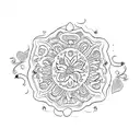 paloma and Luana with hearth in the middle tattoo design idea