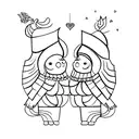 paloma and Luana with hearth in the middle tattoo design idea