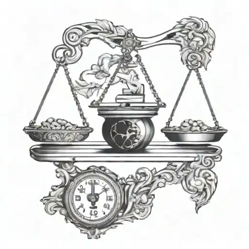 Weighing the heart and brain on the scales balancing life tattoo design idea