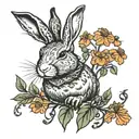 Rabbit, crawfish, falcon, nasturtium, magnolia, chef knife, tree roots tattoo design idea