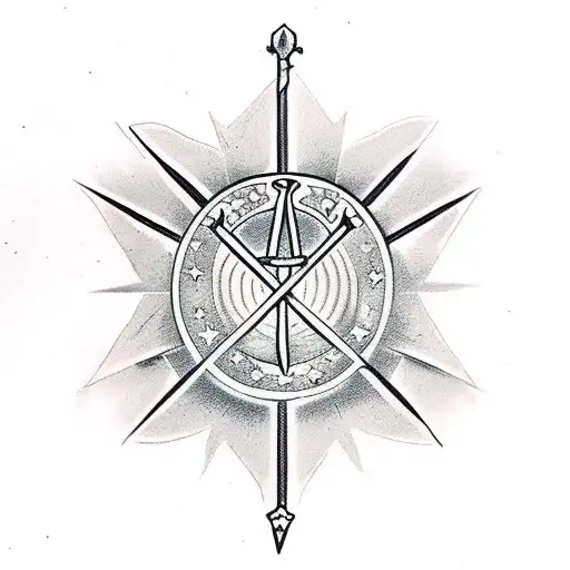 sword with second star to the right tattoo design idea