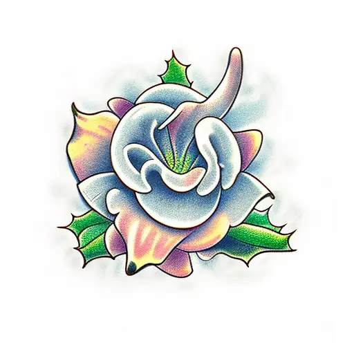 holly, daisy and sweet pea looped together tattoo design idea