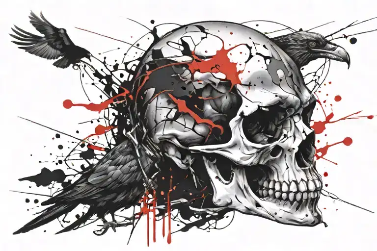 crow skull tattoo design idea