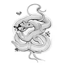 Snake and butterflies  tattoo design idea