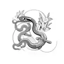 Snake and butterflies  tattoo design idea