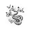 Snake and butterflies  tattoo design idea