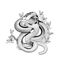 Snake and butterflies  tattoo design idea