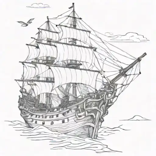 The pirate ship tattoo design idea