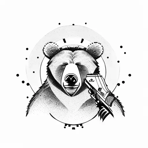 bear holding a gun  tattoo design idea