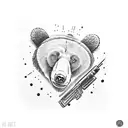 bear holding a gun  tattoo design idea