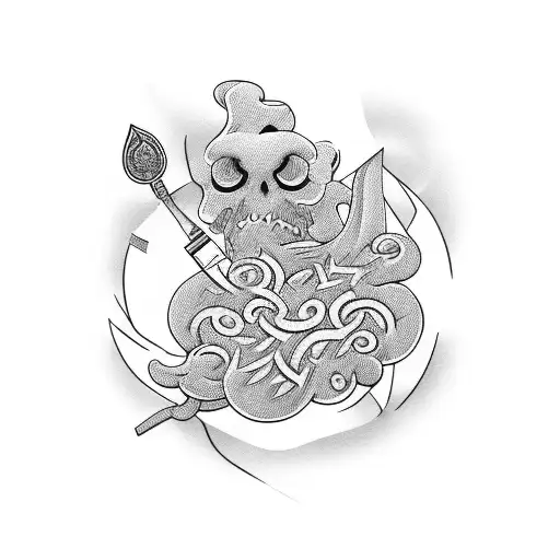 chef knife surrounded by Irish vines tattoo design idea