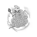 chef knife surrounded by Irish vines tattoo design idea