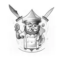 chef knife surrounded by Irish vines tattoo design idea