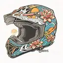 sunset on the sea lotus flower beach motocross helmet tattoo design idea