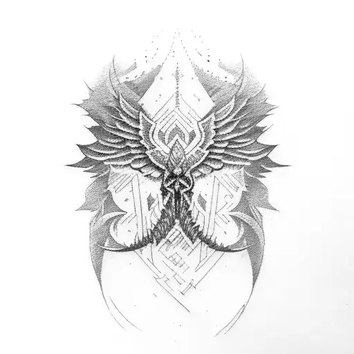 blood wing tattoo design idea