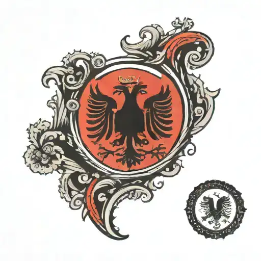 the albanian flag sitting on top a lowercase g tattoo design idea
