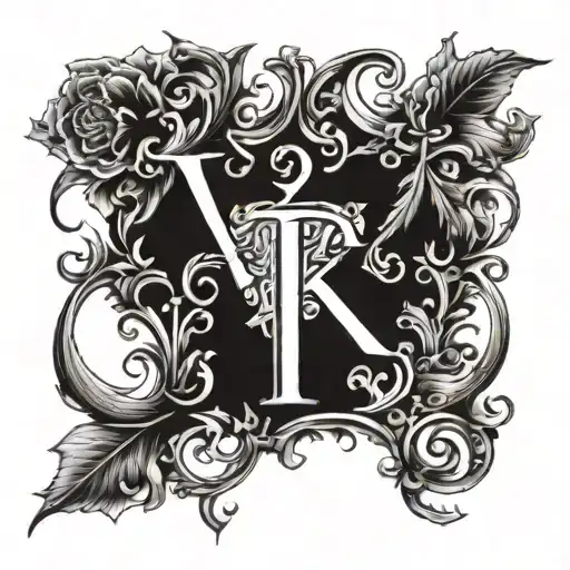 I want a initial tatto of l,p,k. placement is gonna be on my vline tattoo design idea