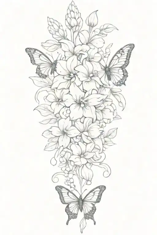 deathmoth  flowers leafs snapdragons  tattoo design idea