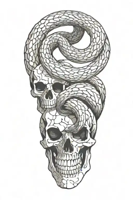 skeleton snake slithering tattoo design idea