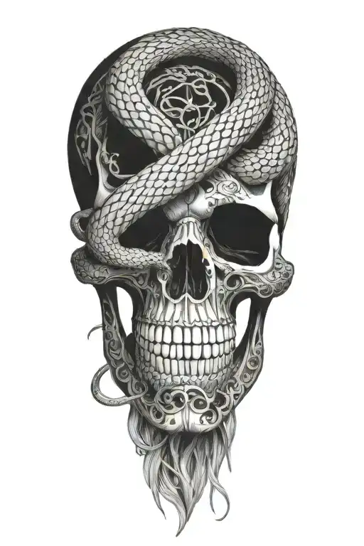the skeleton of a snake tattoo design idea
