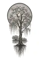 weeping willow tree tattoo design idea
