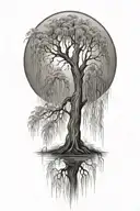 weeping willow tree tattoo design idea