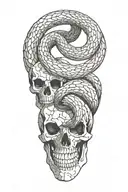 skeleton snake slithering tattoo design idea