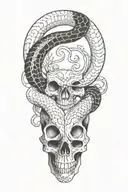 skeleton snake slithering tattoo design idea