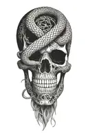 the skeleton of a snake tattoo design idea