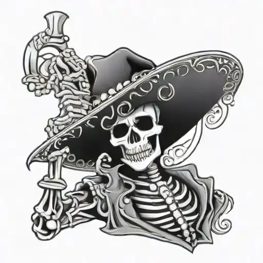 mariachi skeleton wrapped tattoo design idea