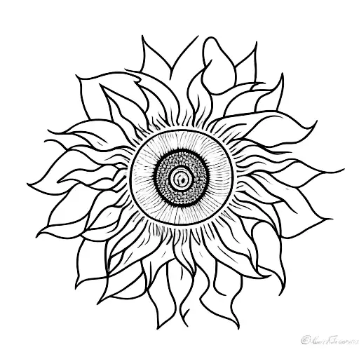 A minimalist tattoo of a bohemian-inspired sunflower with a musical staff as its stem tattoo design idea