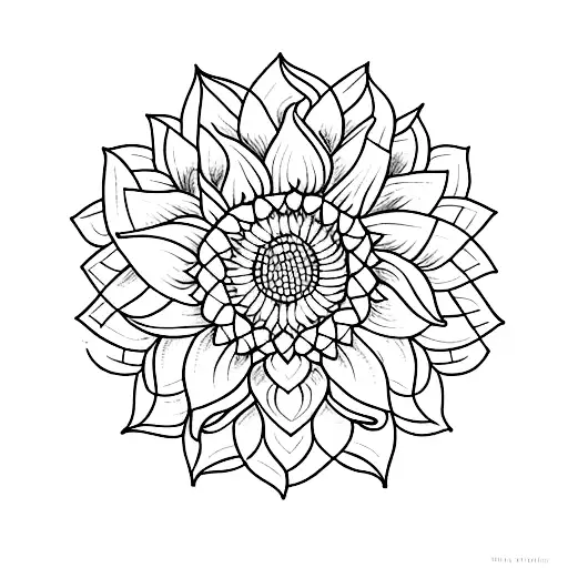 A minimalist tattoo of a bohemian-inspired sunflower tattoo design idea