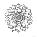 A minimalist tattoo of a bohemian-inspired sunflower tattoo design idea