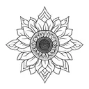 A minimalist tattoo of a bohemian-inspired sunflower tattoo design idea