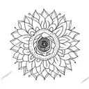 A minimalist tattoo of a bohemian-inspired sunflower tattoo design idea