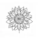 A minimalist tattoo of a bohemian-inspired sunflower tattoo design idea