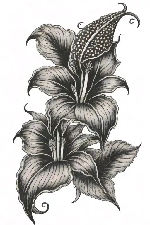 medieval knight peace lilly hydrangea flower tattoo design idea