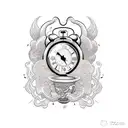 alarm clock, coffee, juice tattoo design idea