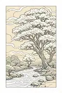 tree river flowing tattoo design idea