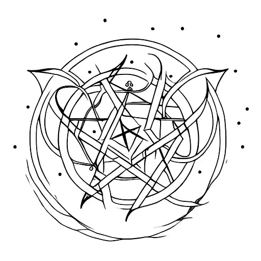 pentagram with goat head tattoo design idea