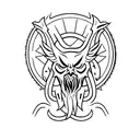 upper chest satanic  tattoo design idea