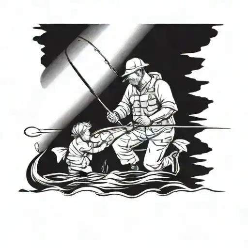 Father son fishing.  tattoo design idea