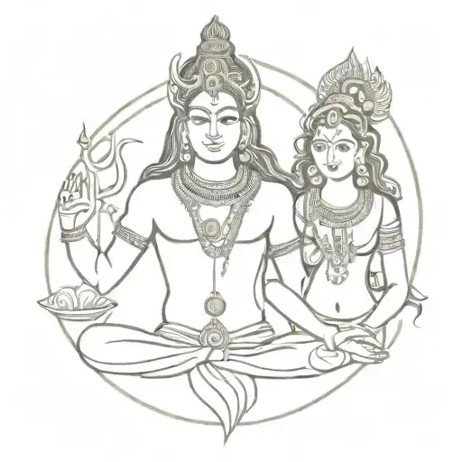 lord Vishnu lord shiva and goddess Shakthi  tattoo design idea