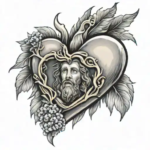 jesus heart  tattoo design idea