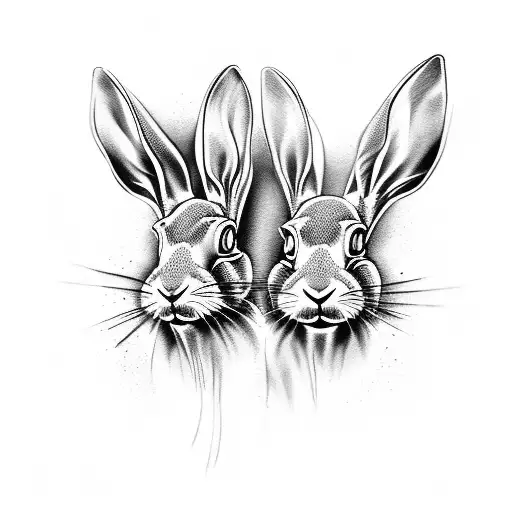 two headed hare skeleton tattoo design idea