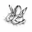 two headed hare skeleton tattoo design idea