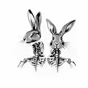 two headed hare skeleton tattoo design idea