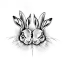 two headed hare skeleton tattoo design idea